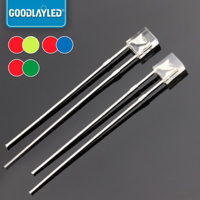 GOODLAYLED 1000 Stück RGB Dip-LED Set, 2-polig, zweifarbige quadratische LED in Rot, Blau und Grün, transparent/diffus, B/T/H: 2 x 3 x 4 mm - Bild 1