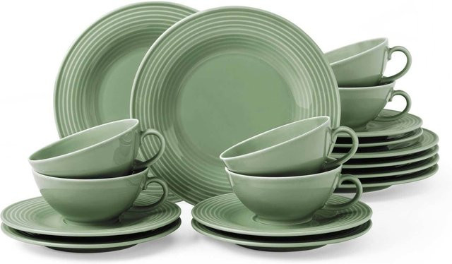 Seltmann Weiden Teeservice Beat Color Glaze in Grün, 18er Set aus Porzellan - Bild 1