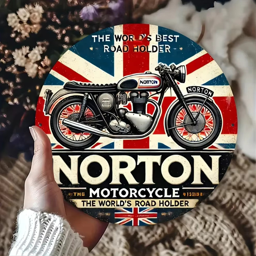 Vintage Norton Motorrad Metallschild aus Eisenblech von CIFBUY in Multicolor - Bild 3