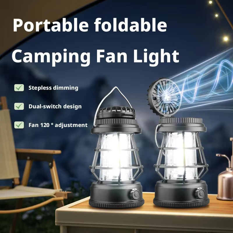 ESMARTER Vintage Camping Laterne Schwarz, Wiederaufladbare Tragbare Outdoor Lampe mit Warmweißem Licht - Bild 3