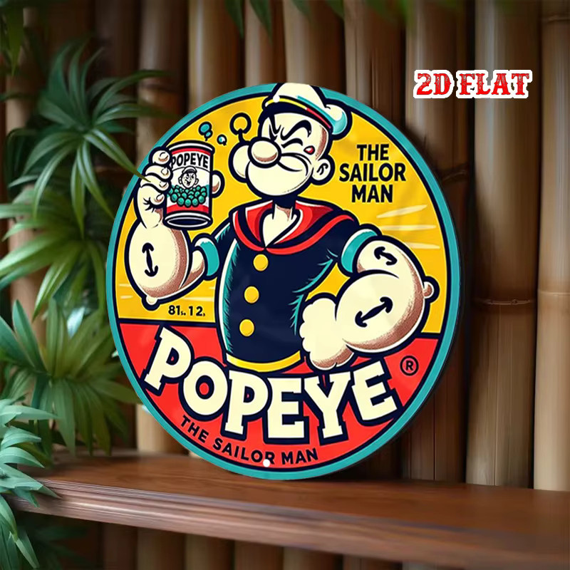 Potdemiel Retro Popeye Animationsschild aus Metall, rund, multicolour, Durchmesser: 19,99 cm - Bild 5