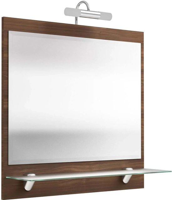 Posseik Spiegel Salona Walnuss mit Milchglas B/H/T: 70,0 x 68,0 x 22,0 cm - Bild 1