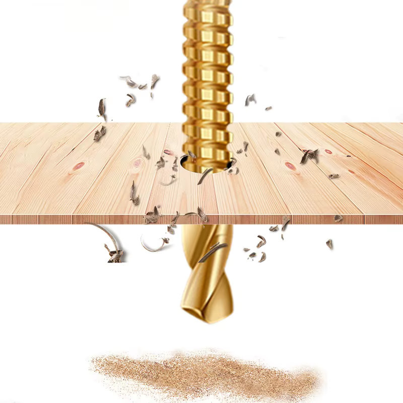 YaBaoYan 3/6-teiliges Multifunktions-Bohrer-Set mit Titan-Beschichtung für Holz und Metall, Sechskantschaft, Farbe: Gold - Bild 2