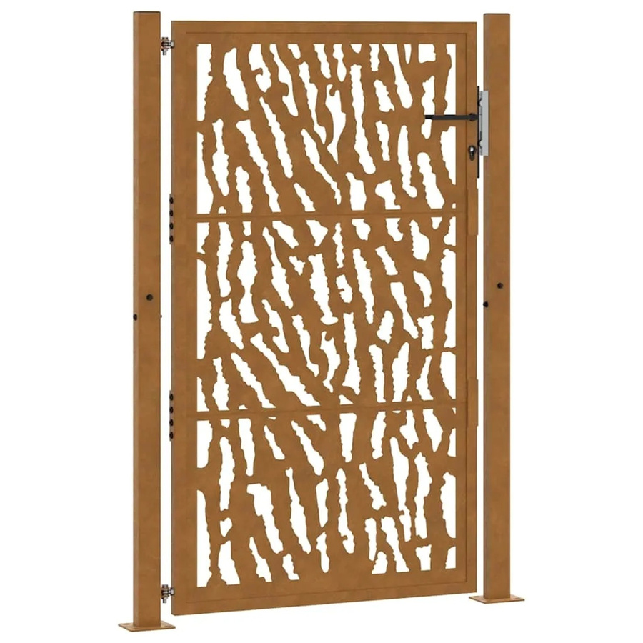 vidaXL Gartentor aus Verwitterungsstahl in Braun mit Trace-Design, B: 110 cm, H: 155 cm - Bild 2