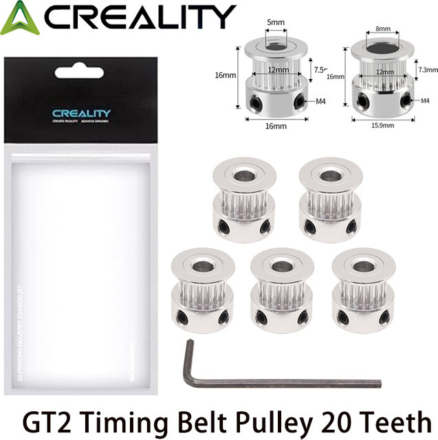 Creality GT2 Zahnriemenscheiben mit 20 Zähnen in Silber für FDM 3D-Drucker-Ersatzteile mit 5mm oder 8mm Bohrung - Bild 1