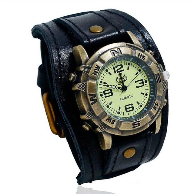YIRAN Armbanduhr Quarz, Legierung, Leder, Schwarz, Herren - Bild 1