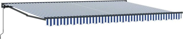 vidaXL Manuell Einziehbare Markise Blau und Weiß B: 400 cm, T: 350 cm - Bild 1
