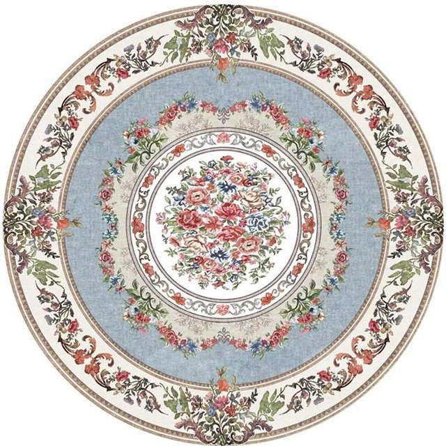 Wucifang Jewelry Runder Teppich im Vintage-Design, Waschbarer Plüschteppich aus Polyester, Mehrfarbig, Durchmesser: 80 cm - Bild 1