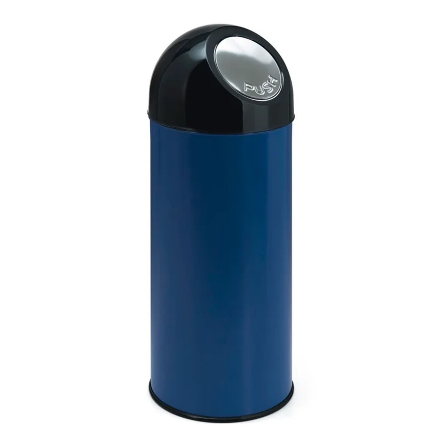 PROREGAL Klassischer Abfallbehälter mit Pushdeckel aus Metall, Blau, H x B x T: 84 x 31 x 31 cm, 55 Liter - Bild 2
