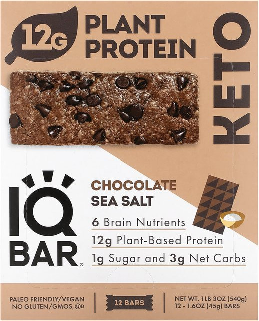 IQBAR Proteinriegel Schokolade Meersalz vegan 12 x 45 g - Bild 1