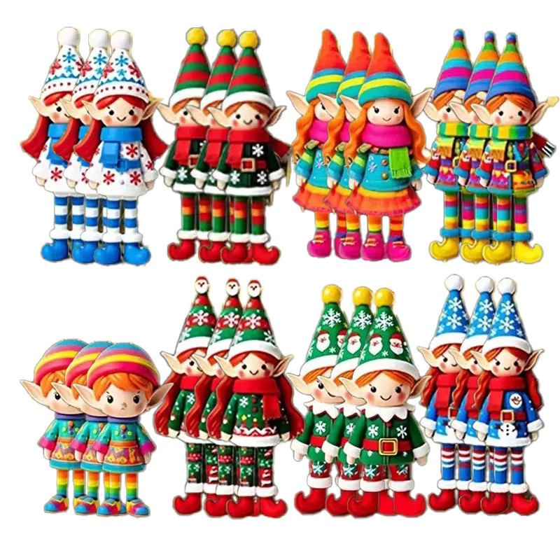 ZQNYCY Weihnachts Holz Anhänger mit Elfen und Engeln in Multicolor als 2D Hängende Ornamente für deine Dekoration - Bild 7