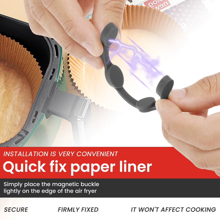 Willstar 4er Set Silikon Magnet-Schnallen für Airfryer in Grau zur Fixierung von Pergamentpapier - Bild 6