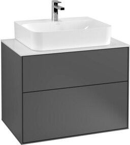 Villeroy & Boch Waschtischunterschrank Finion mit LED-Wandbeleuchtung, Weiß und Anthrazit, B/T/H: 80 x 50,1 x 60,3 cm - Bild 1