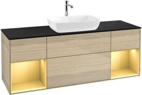 V&B Waschtischunterschrank Finion in Beige mit Eichenholz-Elementen, Breite: 160 cm - Bild 1