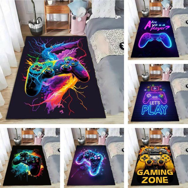 Potdemiel Gaming-Teppich mit Controller-Design in Multicolor, rutschfeste und maschinenwaschbare Matte für das Kinderzimmer oder Spielzimmer - Bild 1