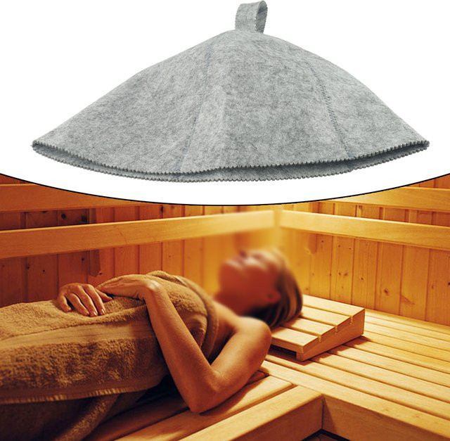 Verdickter Wollfilz Sauna Hut in Grau zum Haarschutz für Sauna und Spa - Bild 1