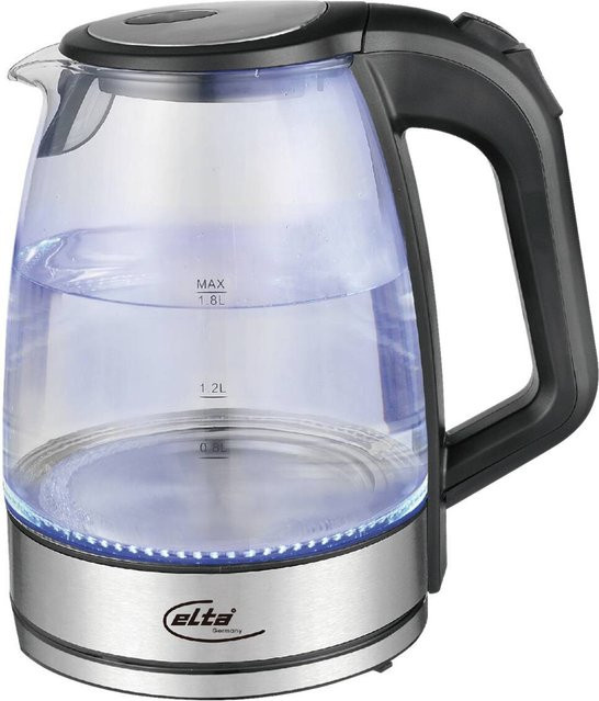 Elta Wasserkocher WK-2200.1 aus Glas und Edelstahl in Schwarz, Blau oder Transparent mit 1,8 l Fassungsvermögen - Bild 1