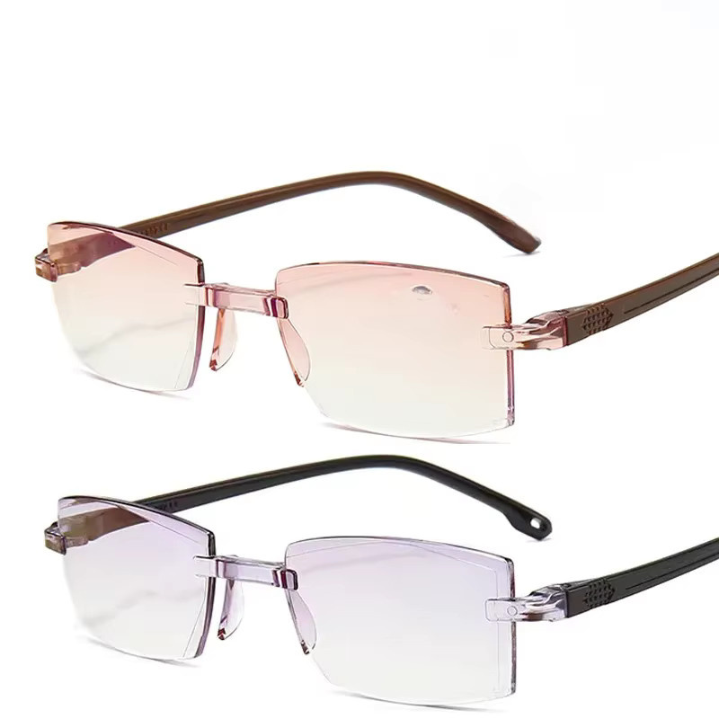 DIXSG Lesebrille, randlos, rechteckig, Unisex, Metall, multicolour, Blaulichtfilter - Bild 1
