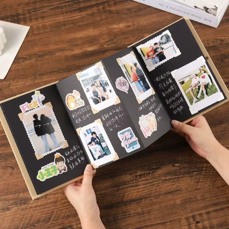 DIY Akkordeon Fotoalbum aus Kraftpapier in Braun mit 10 Seiten im Vintage-Stil - Bild 3