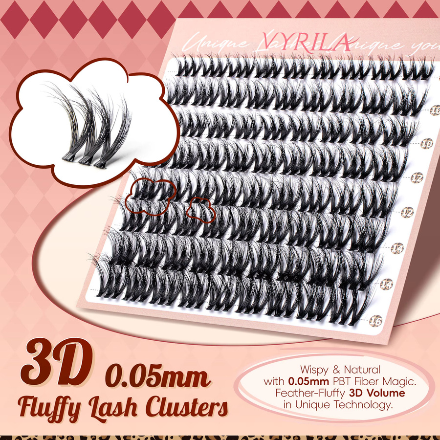 VYRILA Cluster-Wimpern, 3D-Wimpern, D-Locken, Black, Unisex - Bild 3