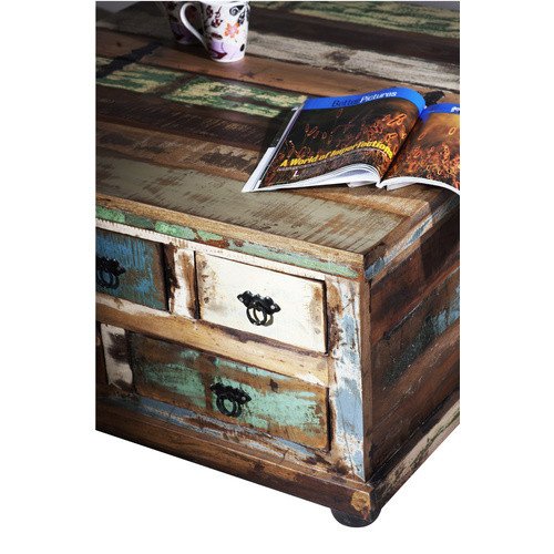 SIT Couchtisch RIVERBOAT Couchtischtruhe aus Altholz in Bunt, B/H: 90 x 47 cm - Bild 3
