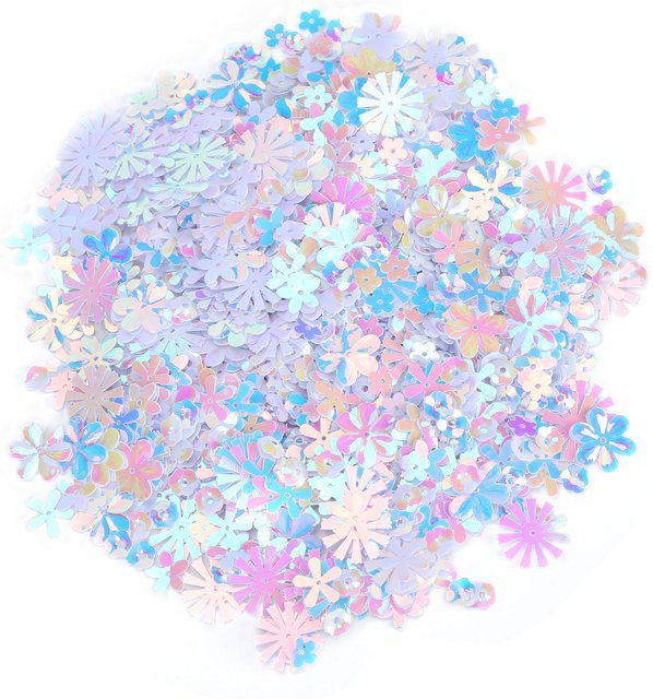 Blumenförmiges Glitzer-Konfetti aus Pailletten von Igeteck in Weiß und Multicolour zur Party- und Hochzeitsdekoration - Bild 1