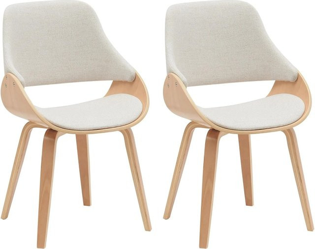 2er Set Esszimmerstühle DELUKE GILIS in Natura/creme mit Stoff und Kunstleder, B/T/H: 52 x 54 x 86 cm - Bild 1