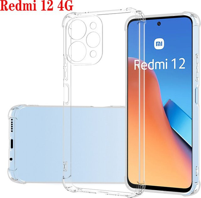 Stoßfeste Air-Bag Silikon Handyhülle für Xiaomi Redmi 12 4G in Transparent, 1,5 mm dick - Bild 1