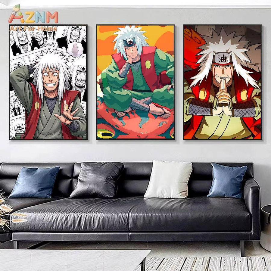 AZNM Naruto Anime-Leinwandgemälde Jiraiya Toad Sage und Gamabunta Wandkunst ohne Rahmen in Mehrfarbig - Bild 2