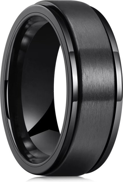 YIRAN Fidget Spinner Ringe, Edelstahl, Schwarz, Herren - Bild 1