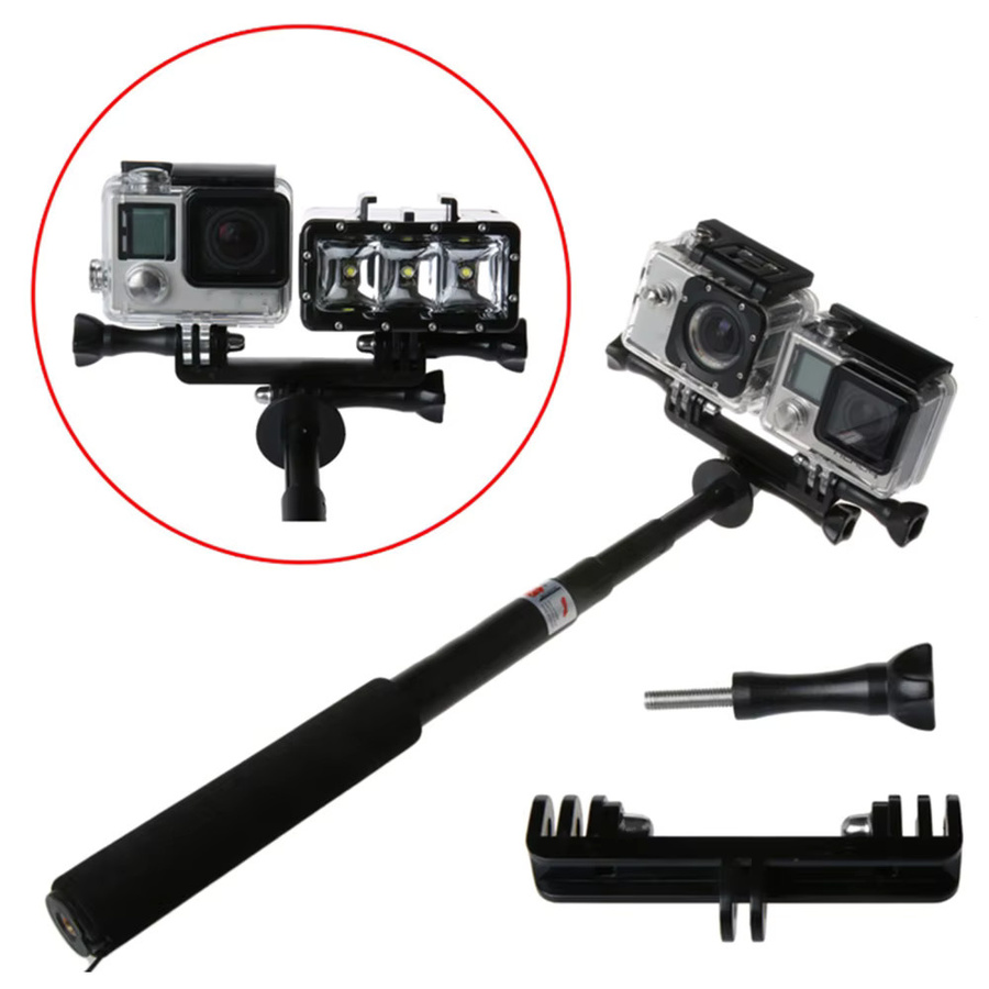EXSKOF Dual Twin Mount Doppelkopf-Stativadapter in Schwarz für GoPro Hero 13 12 11 10 9 Insta360 SJCAM AKASO DJI OSMO Action-Kameras - Bild 2