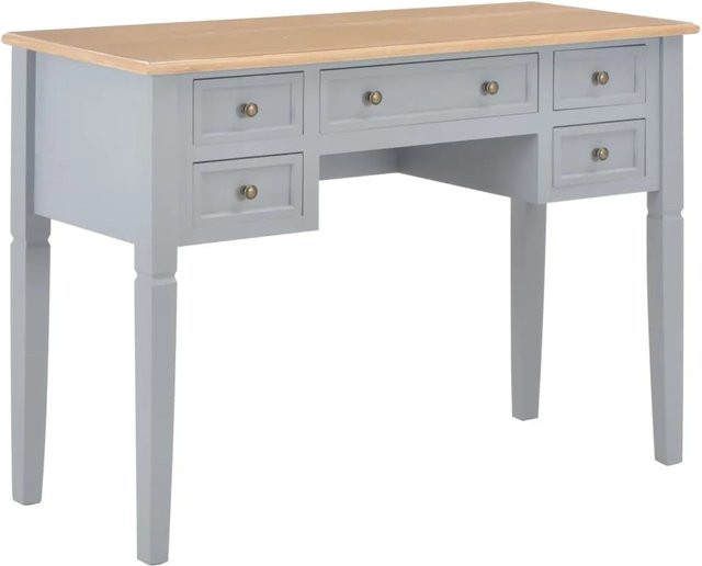 vidaXL Schreibtisch aus Holz und MDF in Grau und Braun, B/T/H: 109,5 x 45 x 77,5 cm - Bild 1