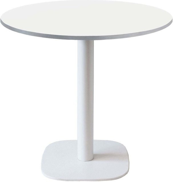 RestooTab Tisch Round runder Bistrotisch mit weißem Gestell und weißer Platte, Durchmesser: 70 cm, Höhe: 73 cm - Bild 1