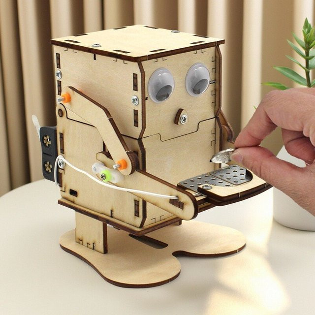 soulbao DIY Roboter Münze Essen, Holzmodell, Holzbausatz - Bild 1