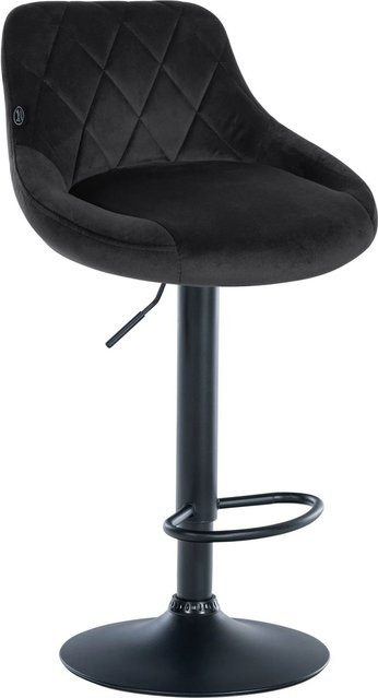 DELUKE Barhocker FALON Barstuhl aus Samt in Schwarz mit Lehne und 360 Grad Drehbarkeit, B/T/H: 46 x 49 x 83 cm - Bild 1