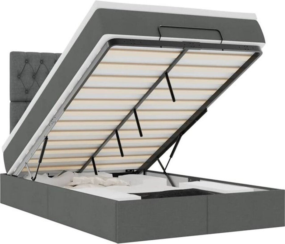vidaxl Ottoman Polsterbett mit Matratze in Anthrazit Grau aus Stoff und Metall B/T/H: 120 x 200 x 128 cm - Bild 1