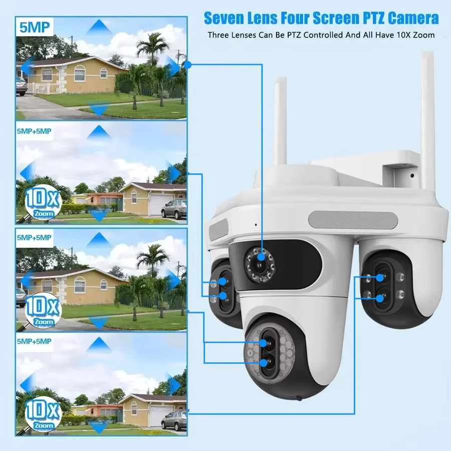 NINIVISION 4K PTZ IP Outdoor Überwachungskamera mit 35 MP, 30X Zoom, Wifi und Zwei-Wege-Audio in Weiß - Bild 3