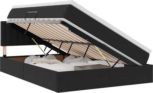vidaXL Aufbewahrungsbett aus Samt und Metall in Schwarz mit Matratze B/T/H: 100 x 200 x 88 cm - Bild 1