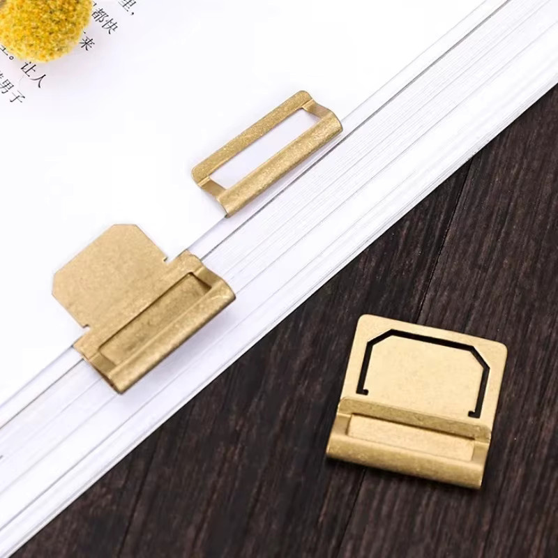 6 Stück Retro-Lesezeichen-Clips aus Messing in Gold für Midori Travelers Notebook und Planer mit Rindsleder-Index - Bild 3