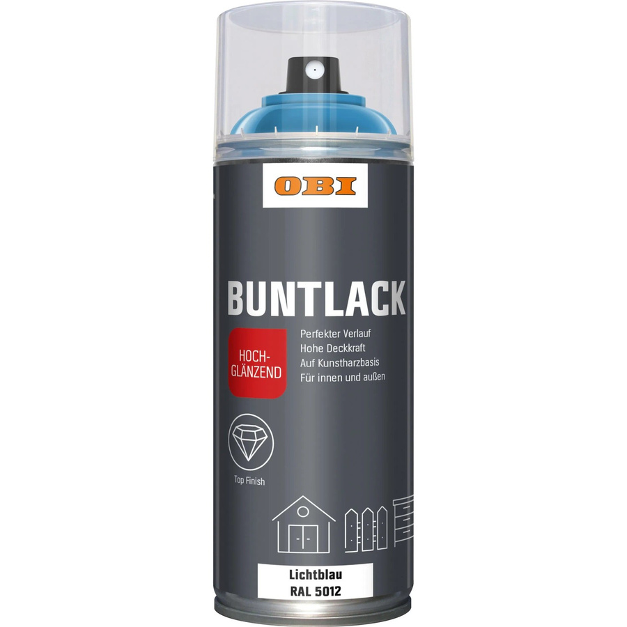 OBI Buntlack Spray RAL 5012 Lichtblau hochglänzend 400 ml - Bild 2