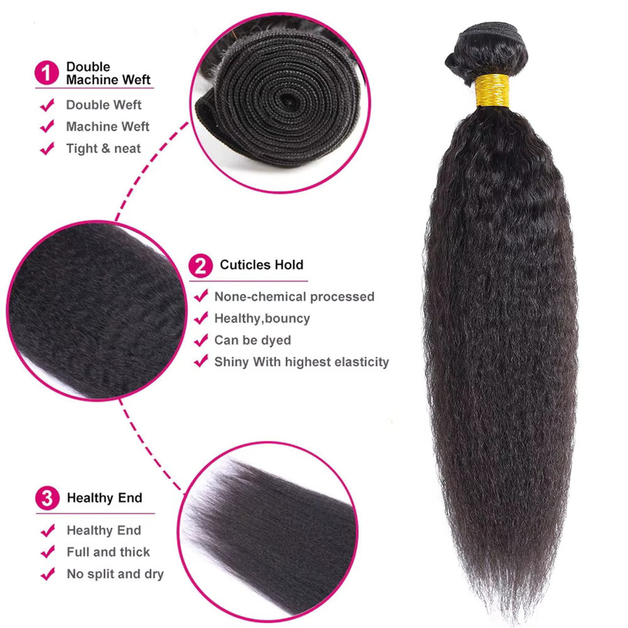 Fashowbeauty Kinky Straight Wave Echthaarverlängerungen, 12-32 Zoll, Damen - Bild 2