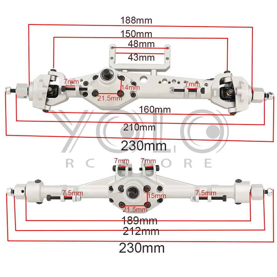 Axial SCX10 III CNC Aluminium Vorne Hinten Gerade Komplette Achse, 1/10 RC Crawler Upgrade Teile - Bild 2