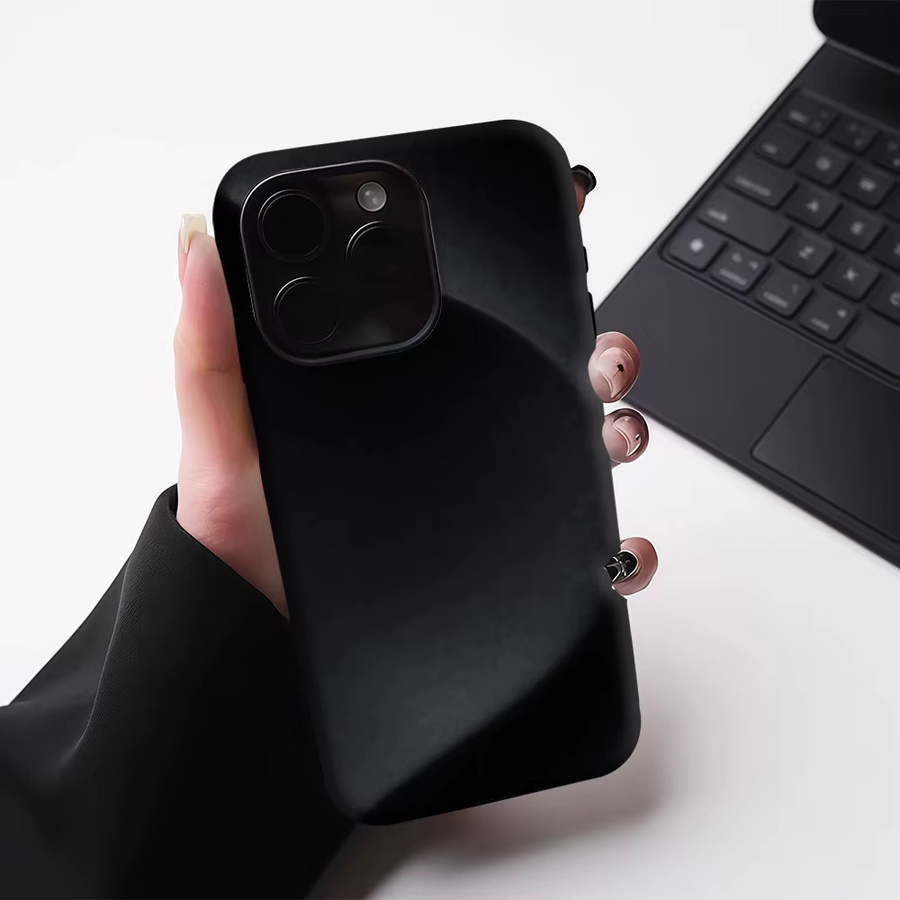 Schwarze Wave Magnetische Handyhülle aus Stoff für Apple iPhone 17 16 15 14 13 Pro Max Plus Robustes Doppel-Layer Design - Bild 3