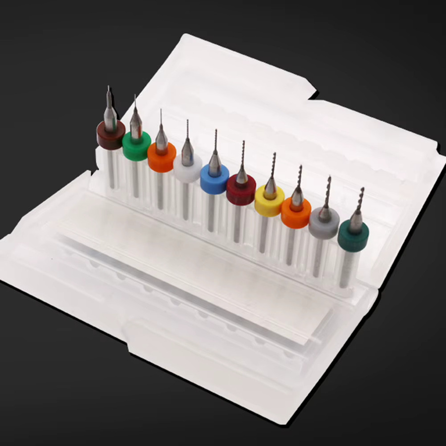 10er Set Hartmetall PCB Bohrer mit 1/8 Zoll Schaft für Platine, Metall, Kunststoff und Kupfer, Schnittlänge: 12 mm - Bild 1