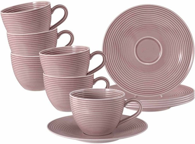Seltmann Weiden Kaffeetassen mit Untertassen Beat Color Glaze Pink, 6er Set, 260 ml pro Tasse - Bild 1
