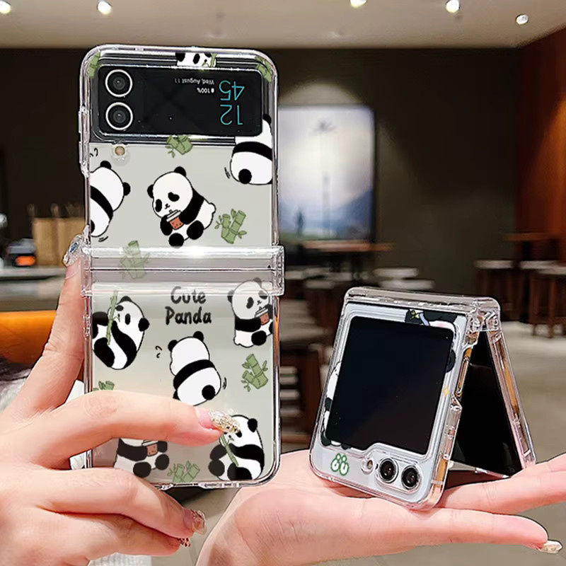 Transparente faltbare Handyhülle mit Panda-Muster für Samsung Galaxy Z Flip (kompatibel mit Z Flip 8, 7 FE, 6, 5, 4, 3) - Bild 4