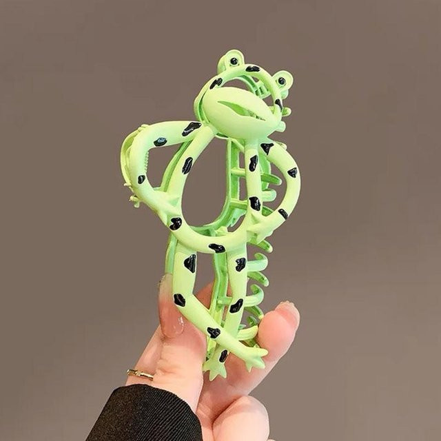 YULIN Haarklammer Frosch-Motiv, Metall, grün, Damen - Bild 1