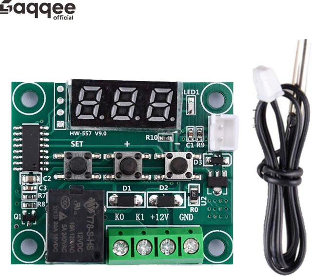 Gaqqee W1209 LED-Thermostat 12V NTC-Temperaturregler mit blauem Display und Relaisausgang - Bild 1