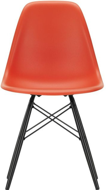 Vitra DSW Eames Plastic Side Chair in Rot mit Holzbeinen und Kunststoffschale in Matt - Bild 1