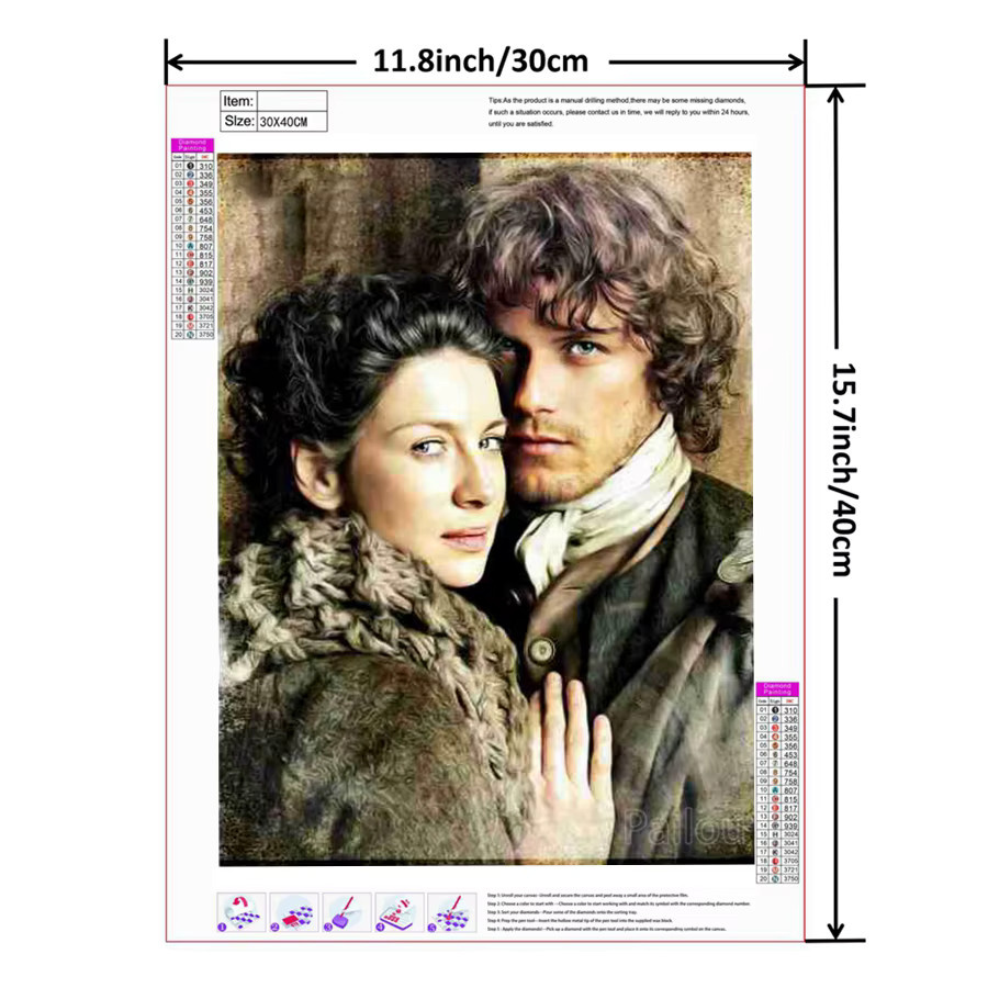 YUTTEE Diamantmalerei Outlander Jamie Fraser Motiv als Kristall-Foto-Kunstwerk in Mehrfarbig - Bild 3